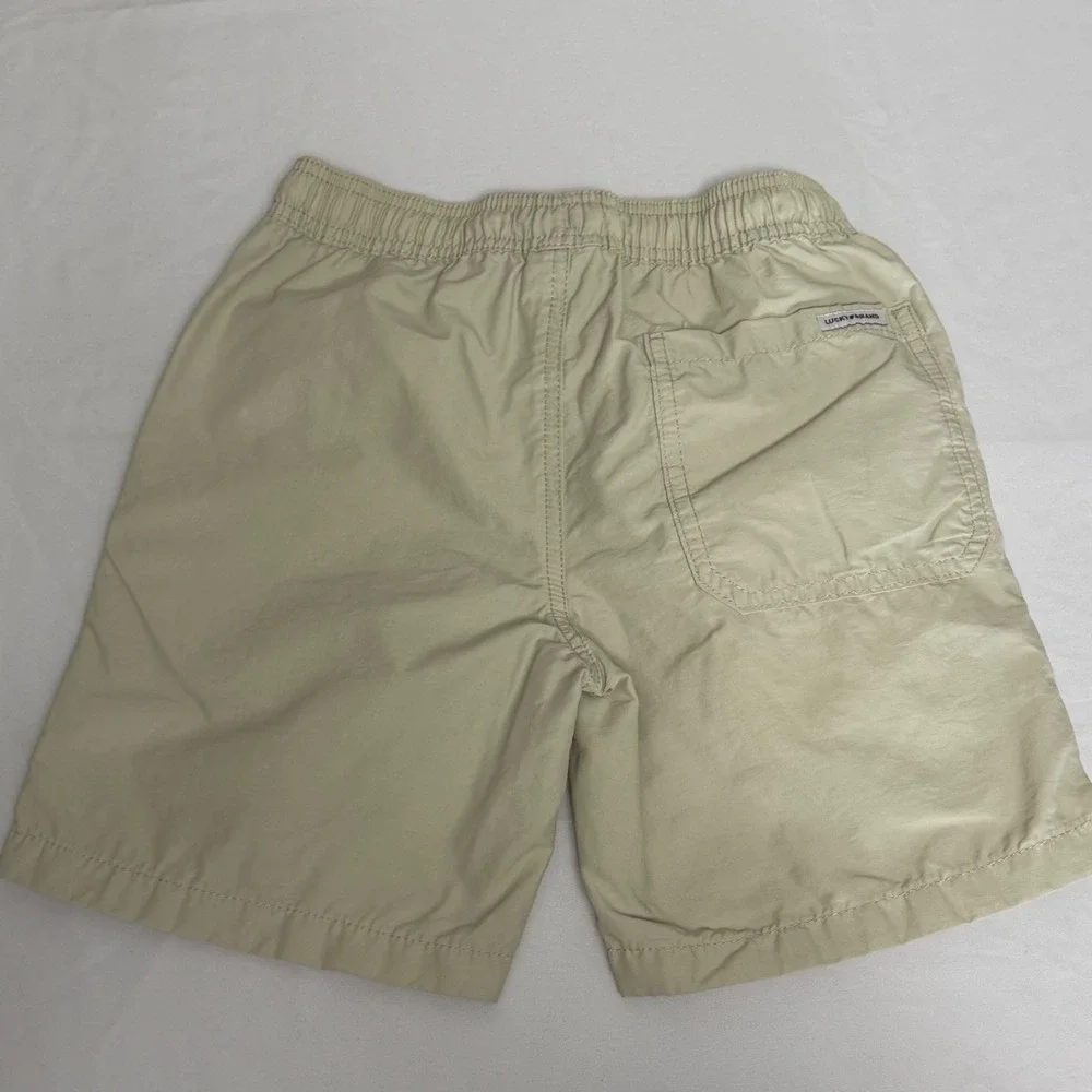 Lucky Brand Boys Khaki Chino Shorts Size S 8 Elastic Waist Drawstring Tan Casual